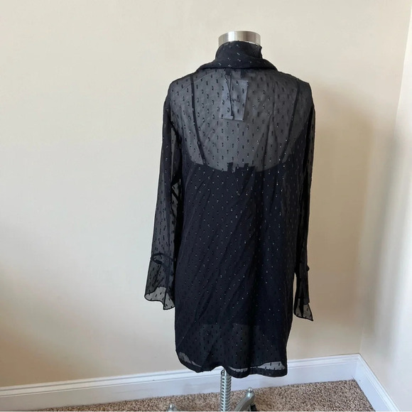 New! Theory Metallic Silk Scarf Dress/ Black 17999 - Picture 7 of 13